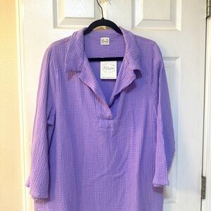 Et’Lois Lavender Gauzy Pullover Shirt, Size S